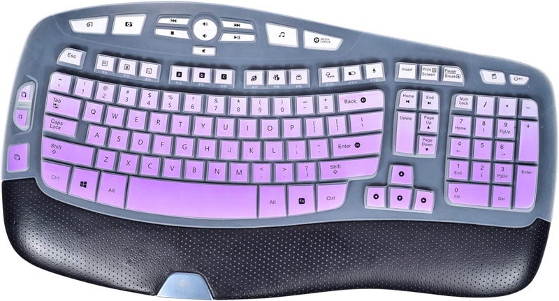 imComor Keyboard Cover for Logitech K350 MK550 MK570 Keyboard Cover Skin for Logitech K350 MK550 MK570 Wireless Wave Keyboards Covers Skin Protector Accessories, Ombre Purple - Image 1